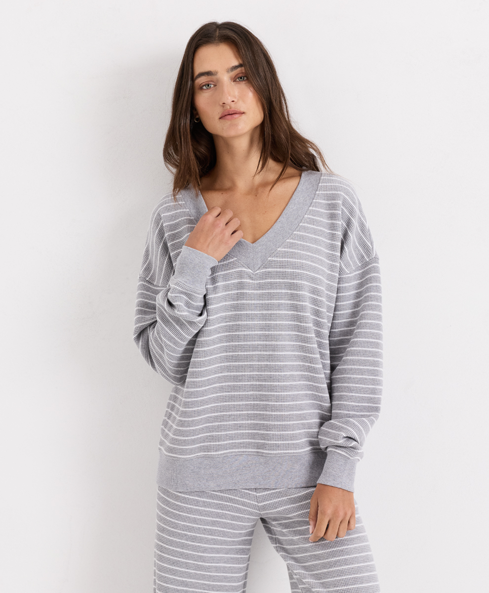 heather grey stripe