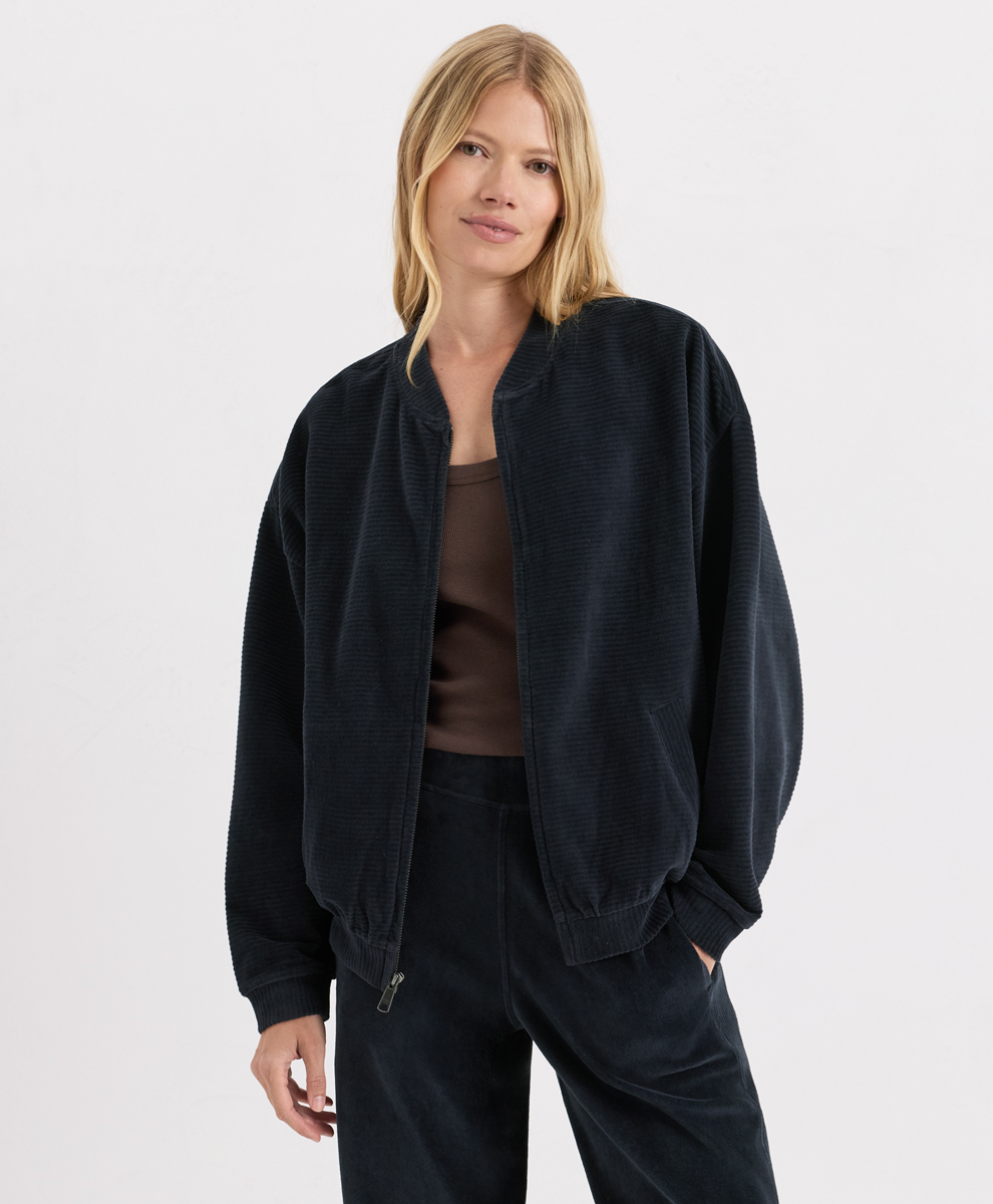 Organic Pure Velour Rib Bomber Jacket