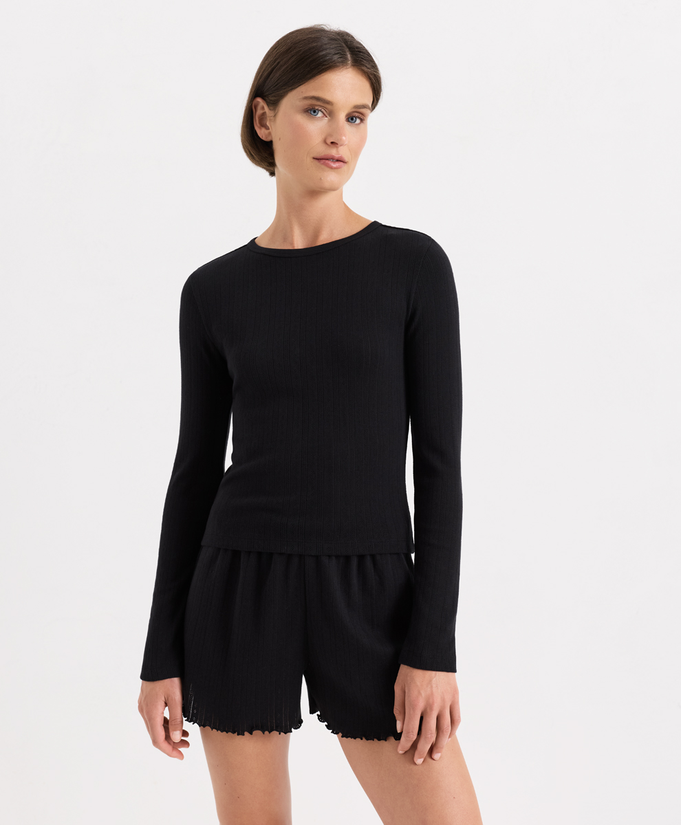 Organic Pointelle Long Sleeve Tee