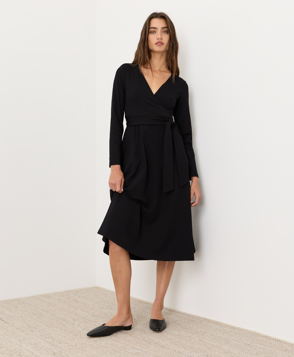 Organic Fit & Flare Wrap Dress