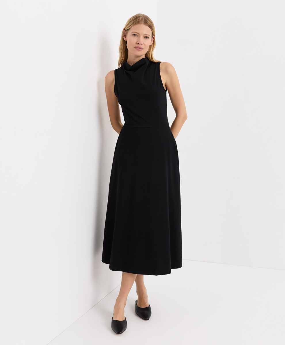 Organic Fit & Flare Cowl Neck Dress